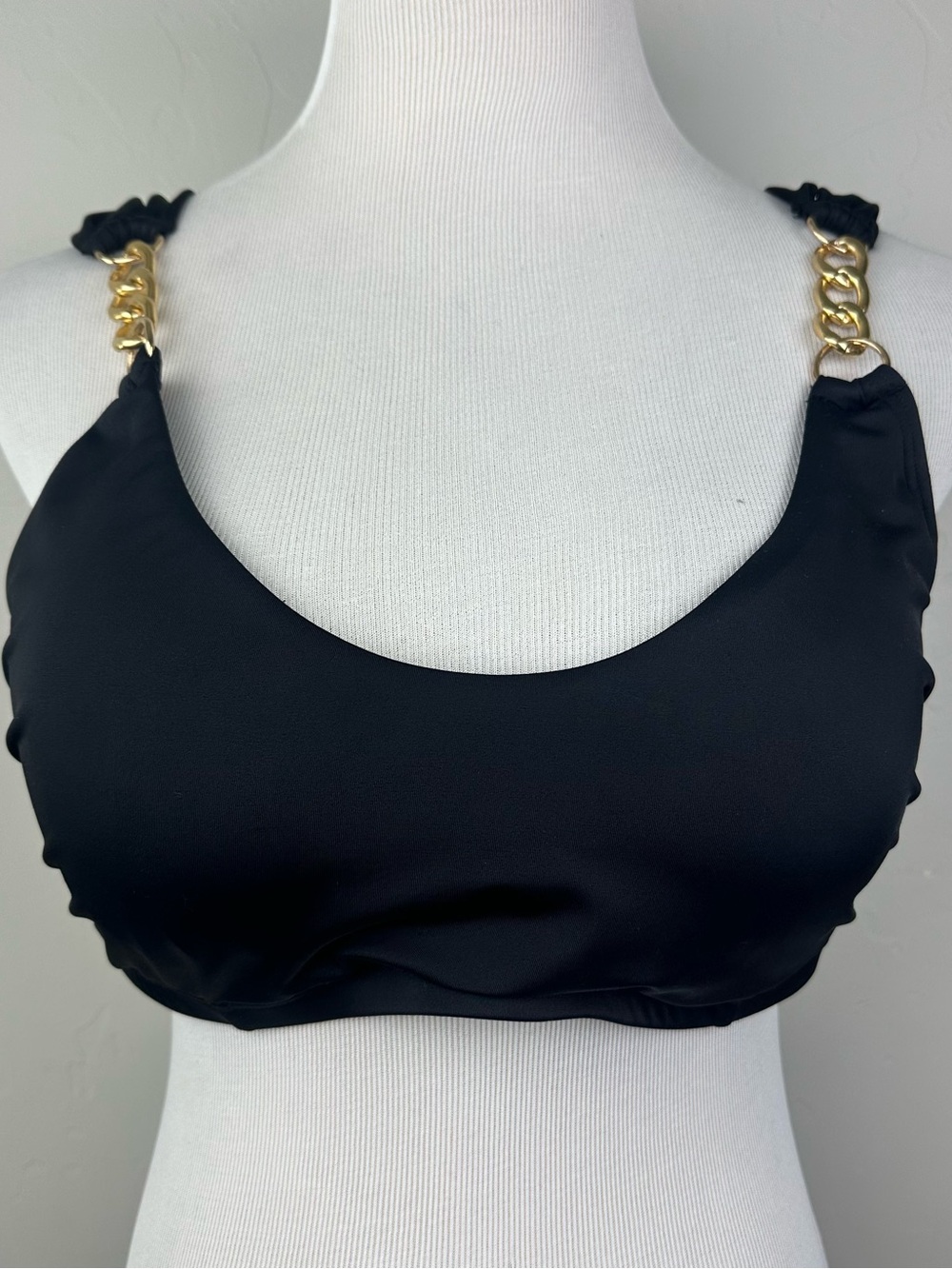 Swimsuits For All Black Gold Chain Bikini Top Size 12